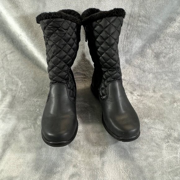 TOTES Women boots 7 Jade Black Waterproof Double Zip Snow Boots Fur Lined - Picture 3 of 16